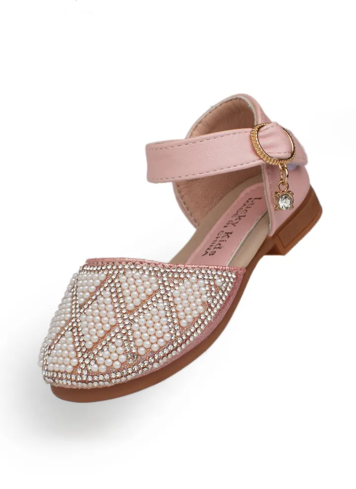 Lucky Kids Girls Cute Mary Jane Glittery Flat Sandals Party Wedding Dress Shoes Princess For Toddlers/Little Kids