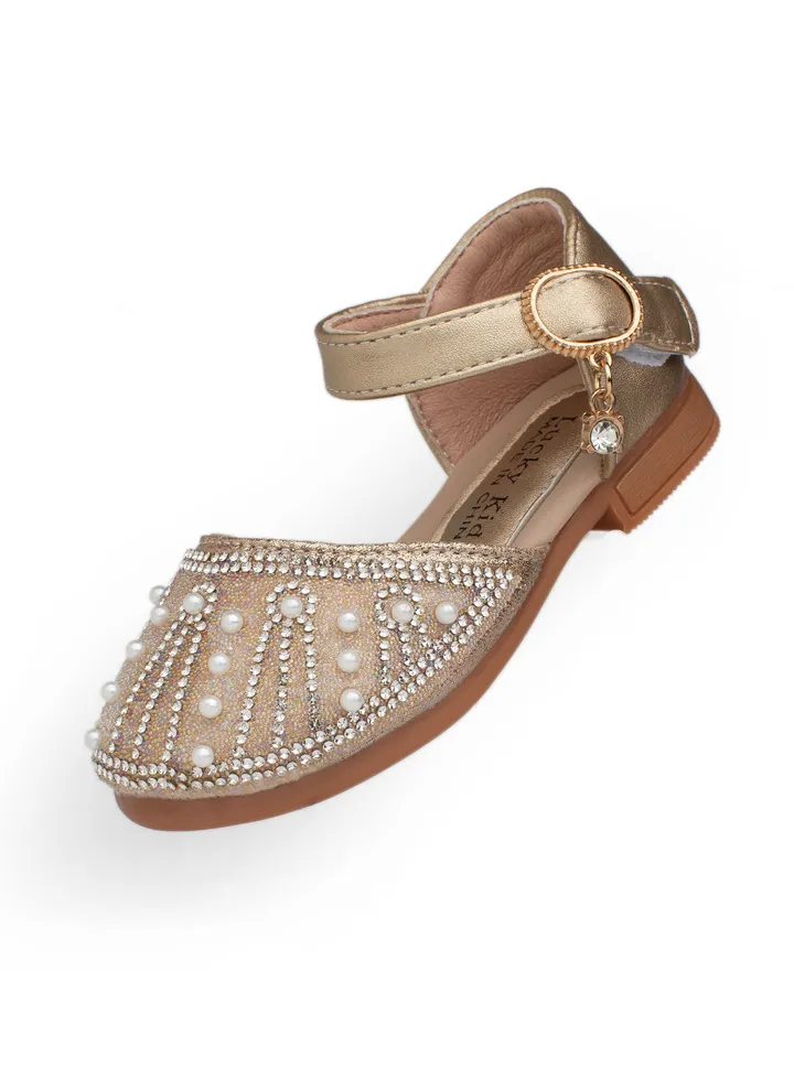Lucky Kids Girls Cute Mary Jane Glittery Flat Sandals Party Wedding Dress Shoes Princess For Toddlers/Little Kids