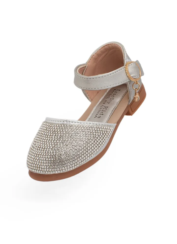 Lucky Kids Girls Cute Mary Jane Glittery Flat Sandals Party Wedding Dress Shoes Princess For Toddlers/Little Kids