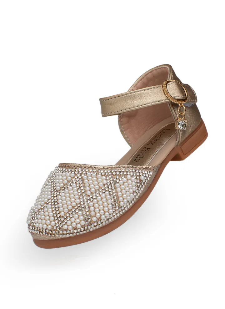 Lucky Kids Girls Cute Mary Jane Glittery Flat Sandals Party Wedding Dress Shoes Princess For Toddlers/Little Kids