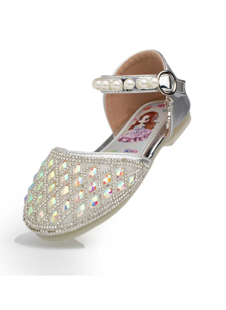 Lucky Kids Girls Cute Mary Jane Glittery Flat Sandals Party Wedding Dress Shoes Princess For Toddlers/Little Kids