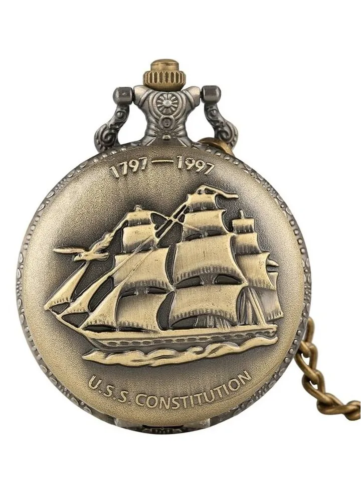 Constitution Old Vintage Ship Pocket Watch