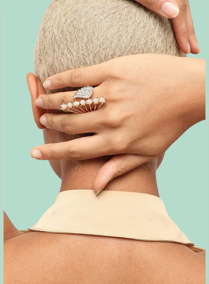 Gold Plated Party Designer Stone Ring For Women