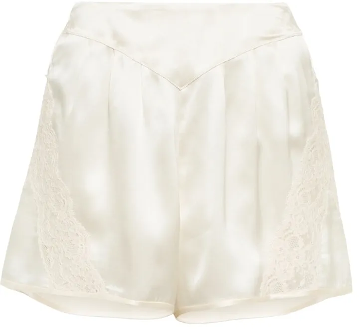 Lace-paneled silk satin shorts
