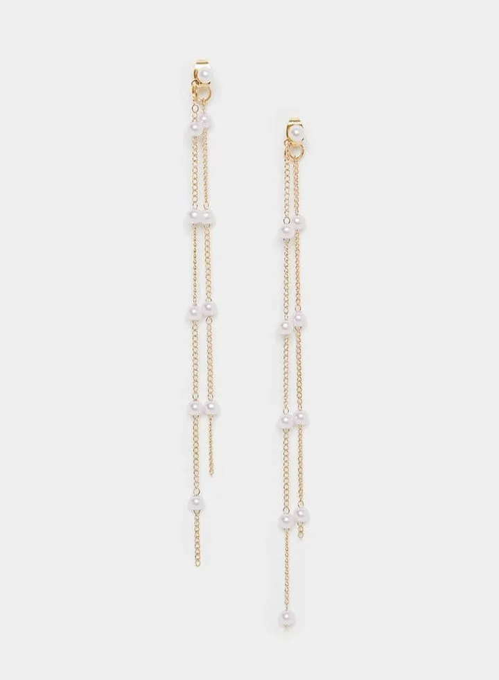Long Faux Pearl Earrings