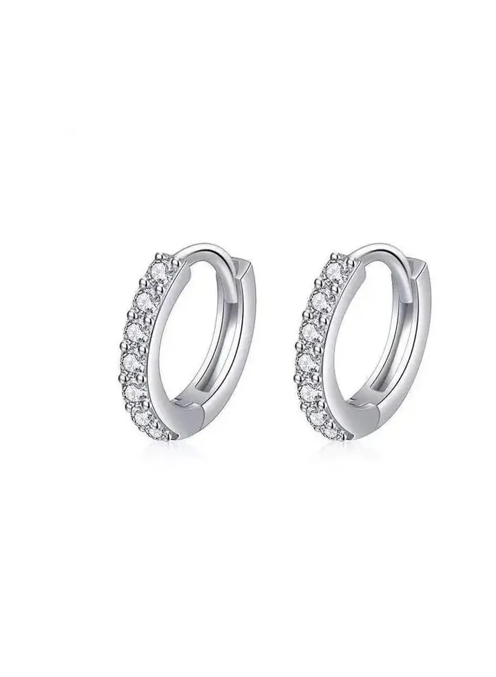 Silver stainless steel earring + zircon crystal