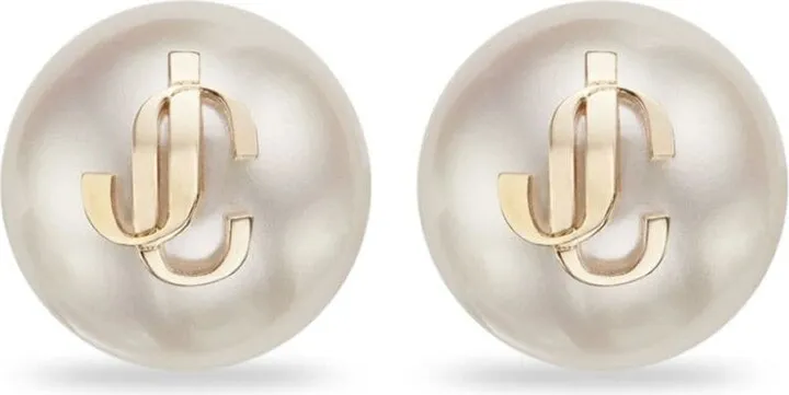 Debossed-Logo Pearl Earrings