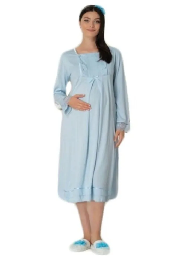 Maternity Nightgown Nursing Dressing Gown with Robe