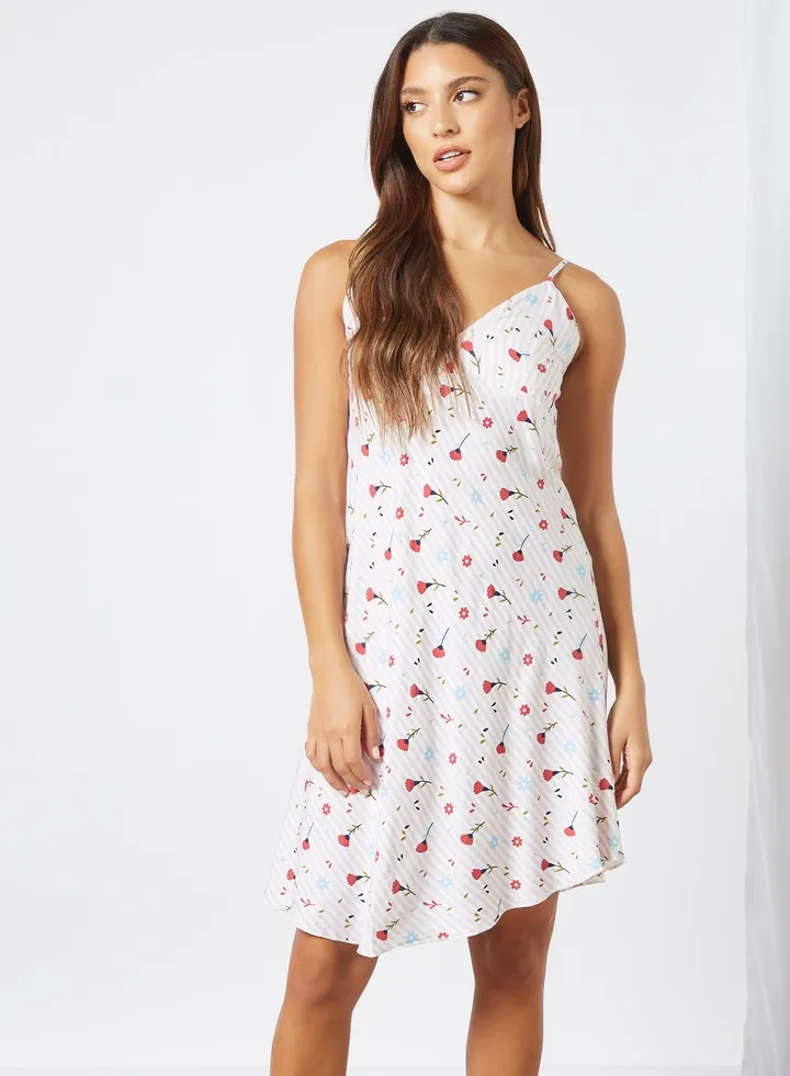 Floral Nightdress Set White