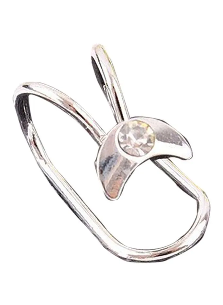 Stone Studded Moon Designed Clip-On Ear Cuff