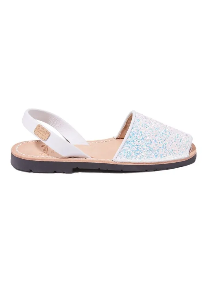 Iker Glitter Sling Back Casual Sandals White