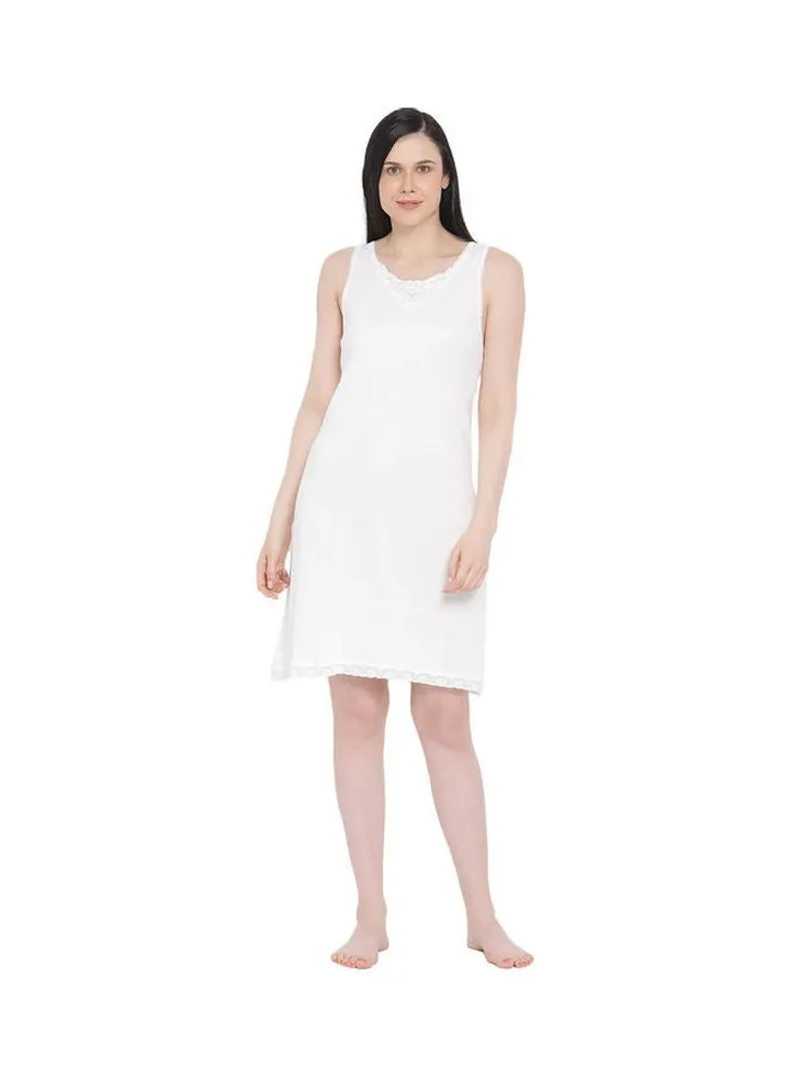 Lace Detail Midi Nightdress Slip Ivory