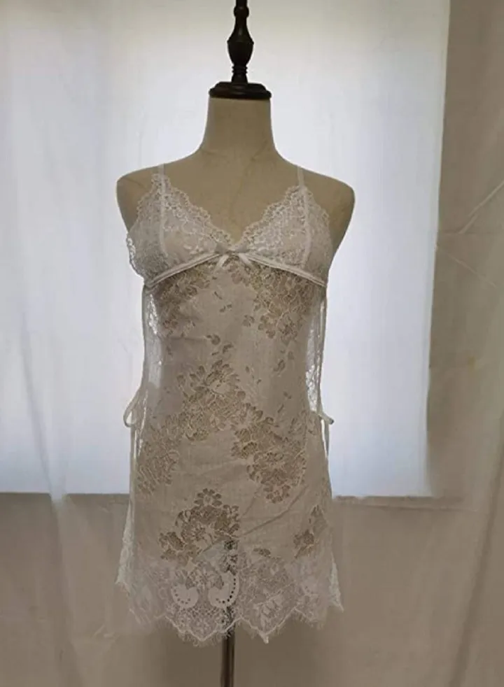 Women Floral Lace Sleeveless Night Wear Dress