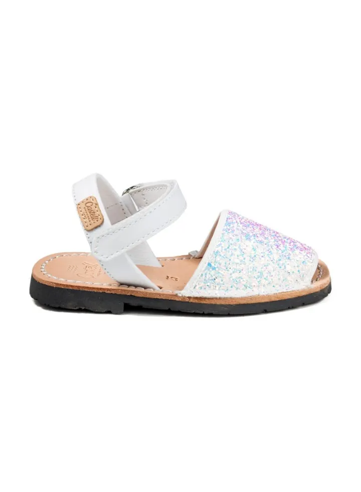 Iker Leather Hook & Loop Closure Casual Sandals White