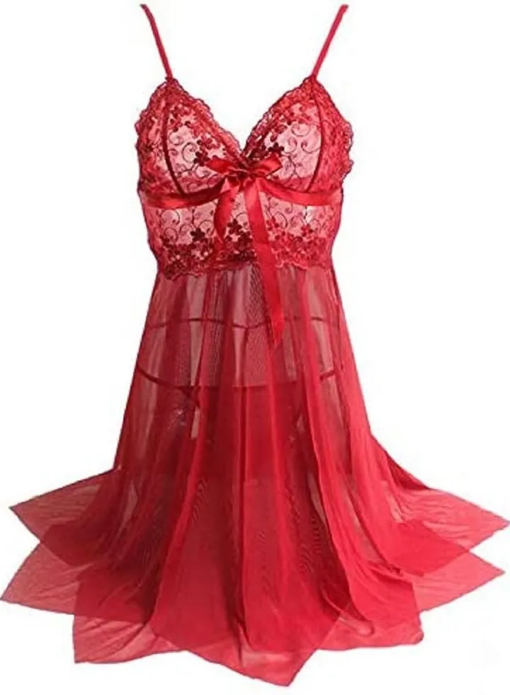Women Lace Chemise Lingerie V Neck Split Babydoll Sleepwear Nightgown Dress