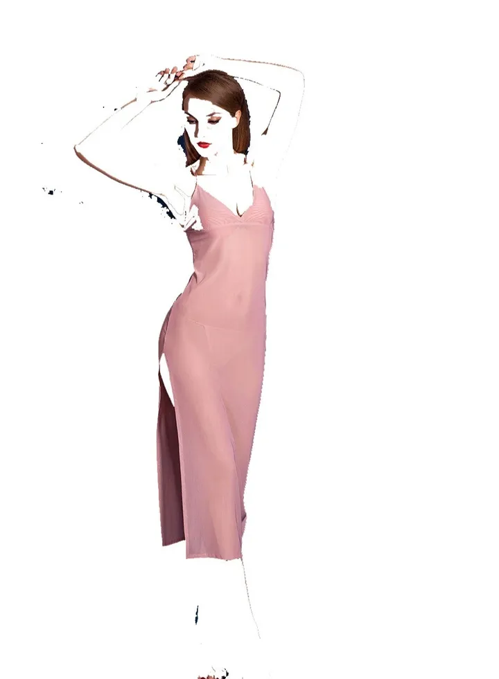 Women Silky Tights Short Sleeve Stretch Oily Shiny See Through Nightdress .