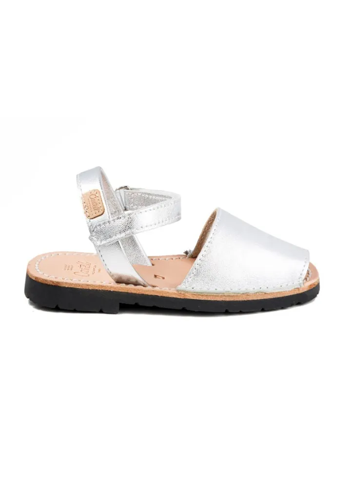 Iker Leather Hook & Loop Closure Casual Sandals Silver