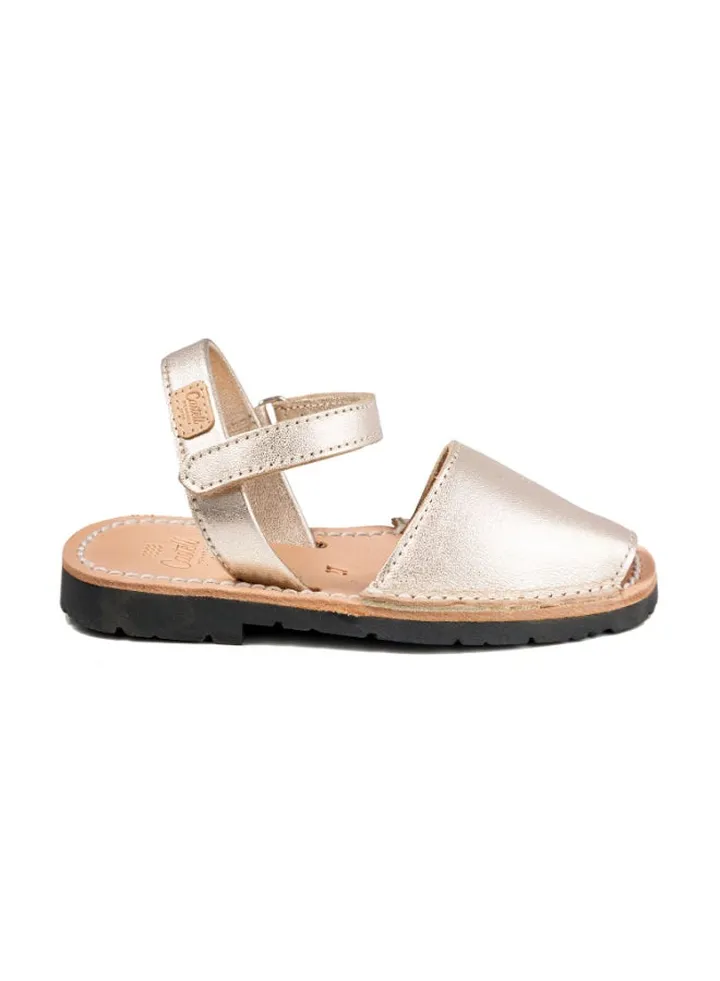 Iker Leather Hook & Loop Closure Casual Sandals Gold