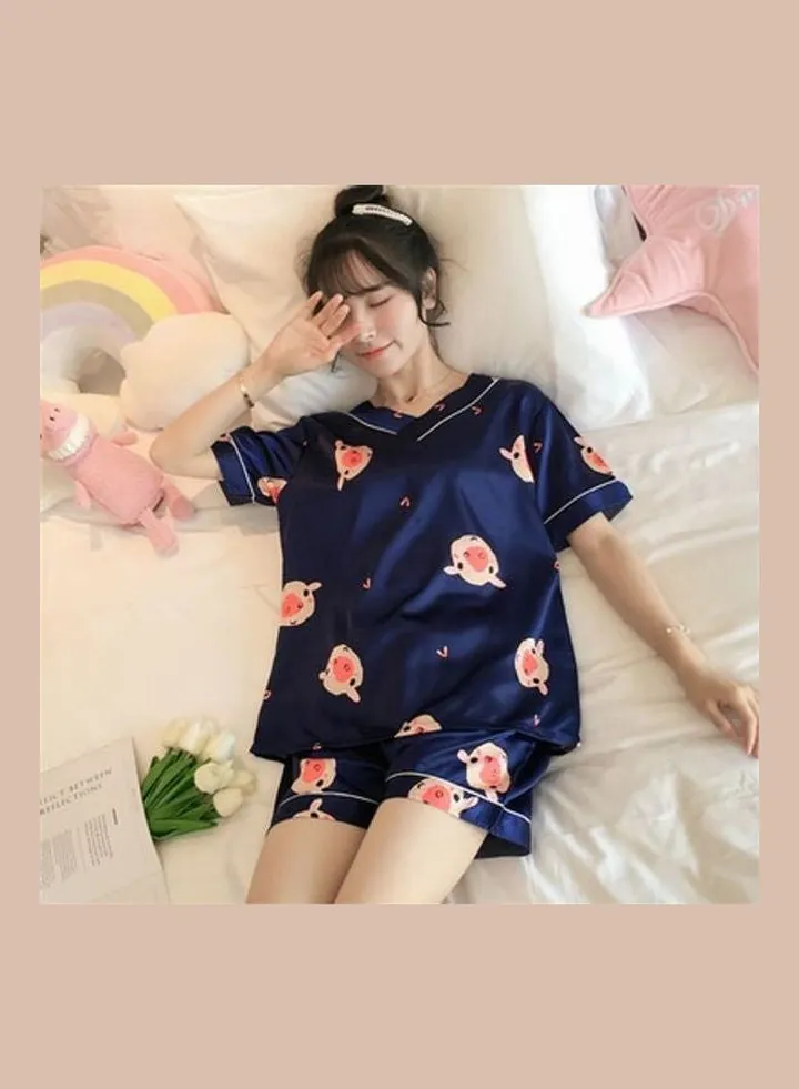 Summer Short Sleeved Nightdress Dark Blue