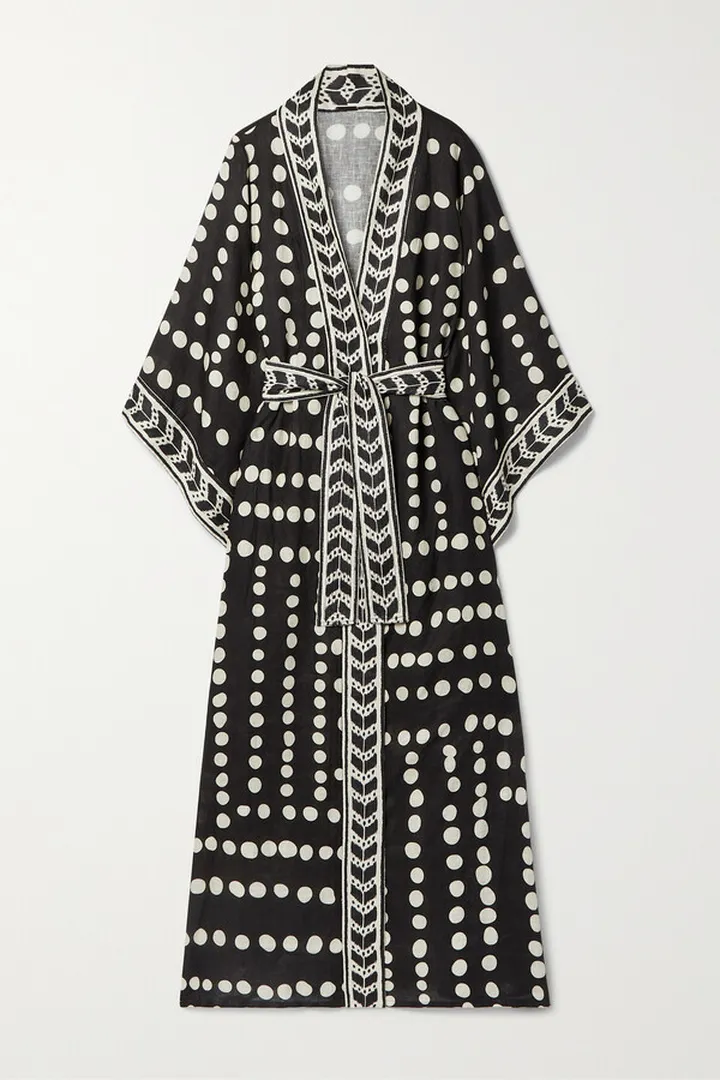 Johanna Ortiz - Kuba Bambala Printed Linen Robe - Black