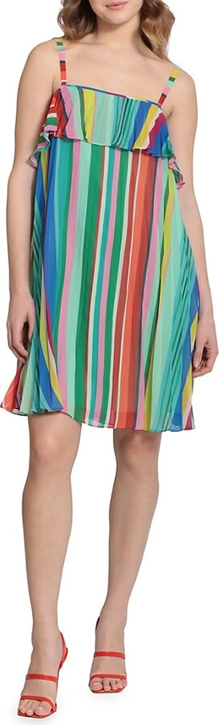 Stripe Ruffle Mini Dress