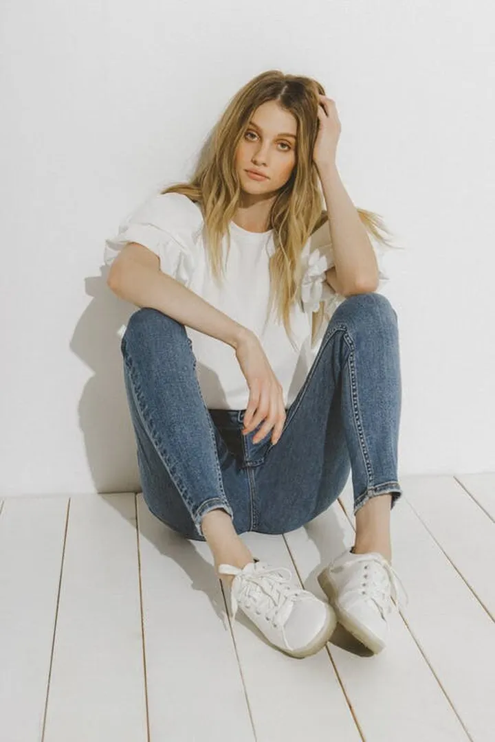 English Factory Midi Waist Skinny Ankle Jeans - Blue