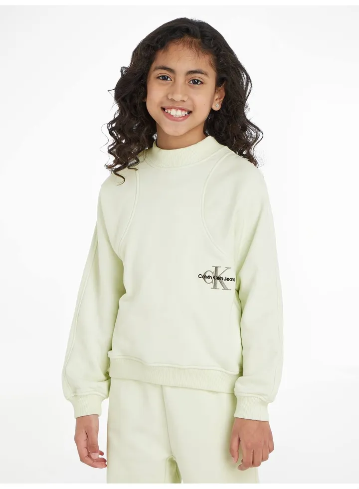 Girls' Cotton Logo Sweatshirt, Green