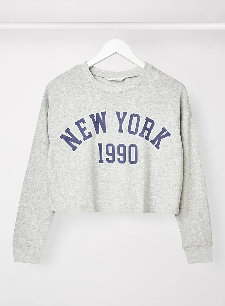 Girls Slogan Long Sleeve Sweatshirt Grey