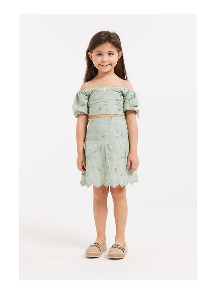 Plain Mid Rise Skirts Green
