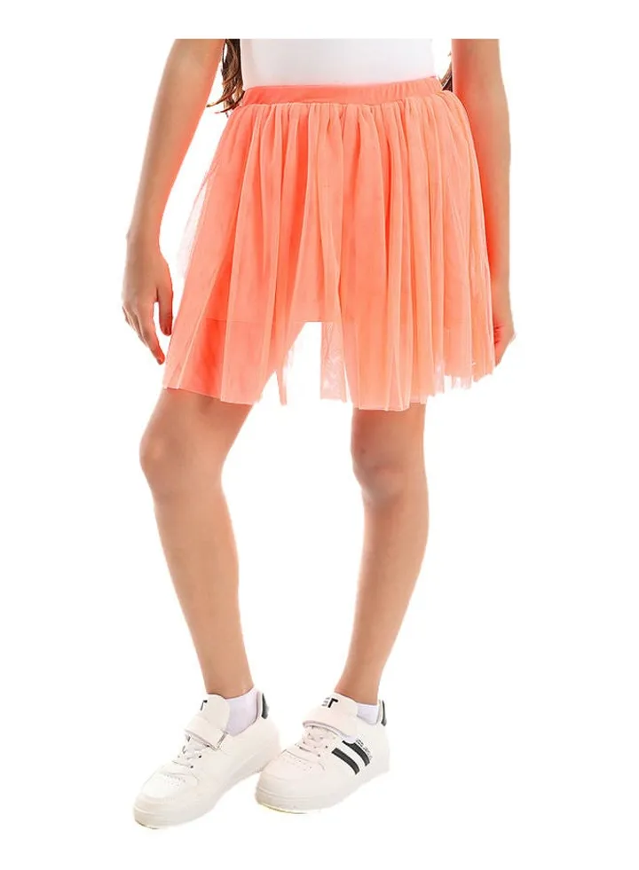 Kids Neon Orange Mini Tulle Tutu Skirt