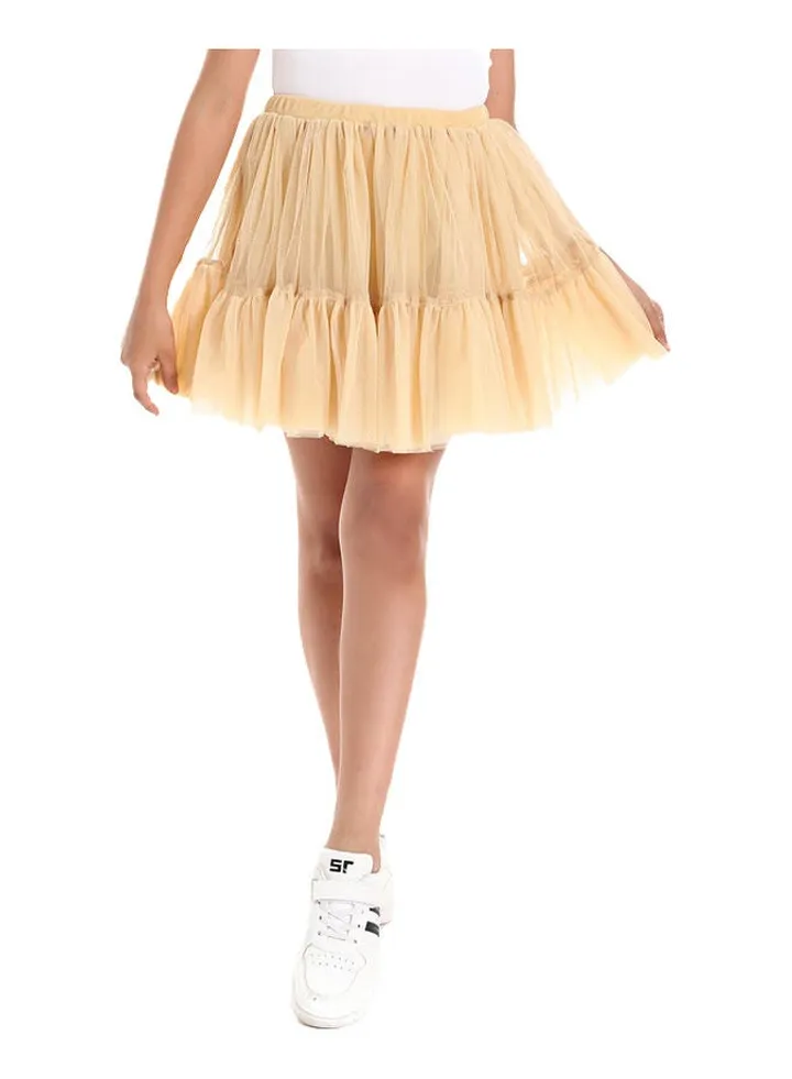 Kids Beige Puffed Tutu Skirt