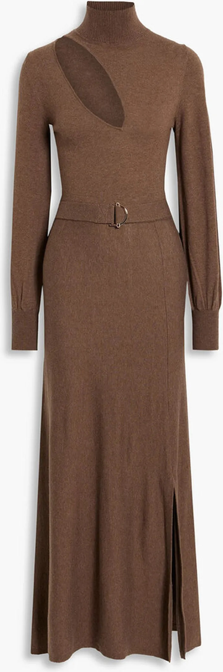 Aga cutout wool and cotton-blend turtleneck maxi dress
