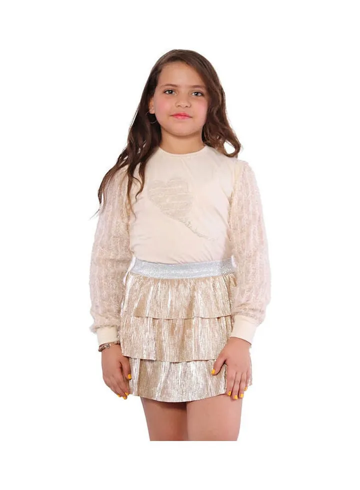 Casual Plain Skirts Gold