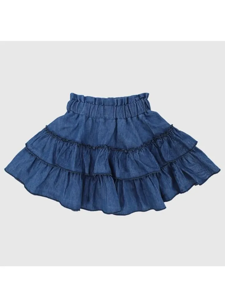 Ruffled Jean Skirt