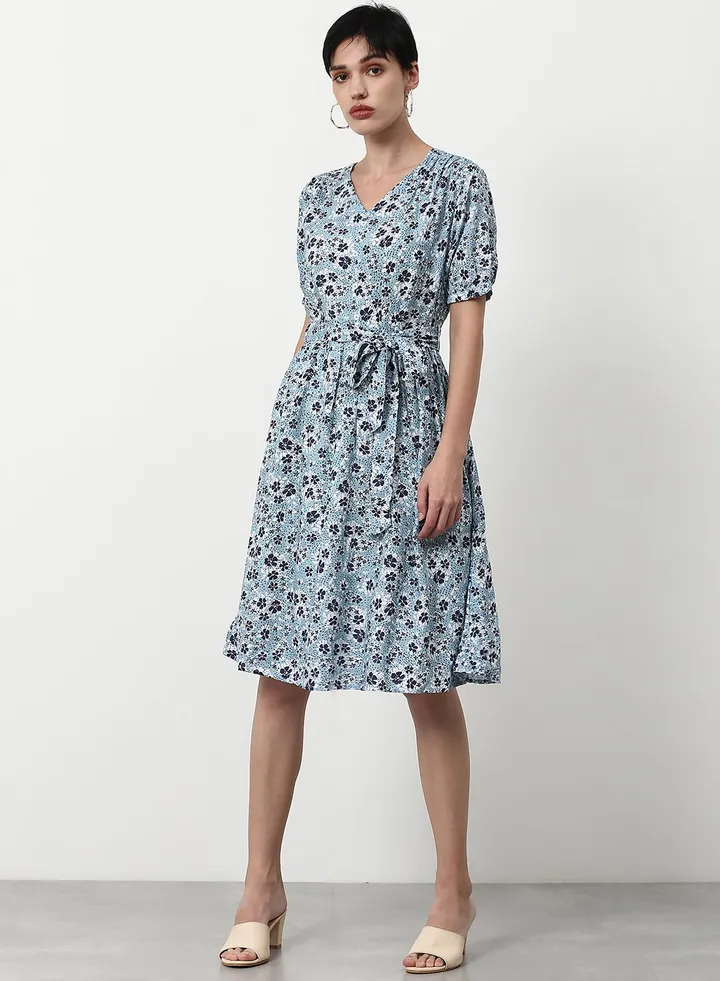 Loose Fit Casual Dress Light Blue