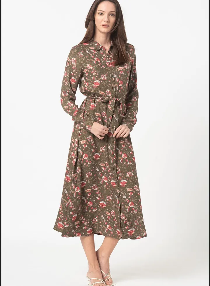 Printed Midi Shirt Dress