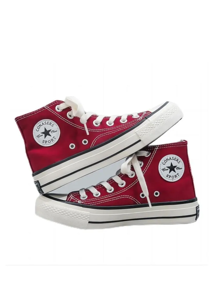Fashion wine red high top sneakers