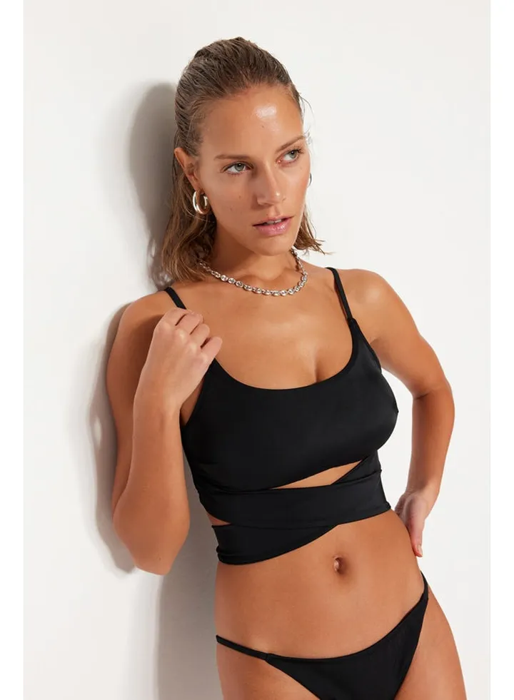 Black Bralette Tie Bikini Top TBESS22BU0279