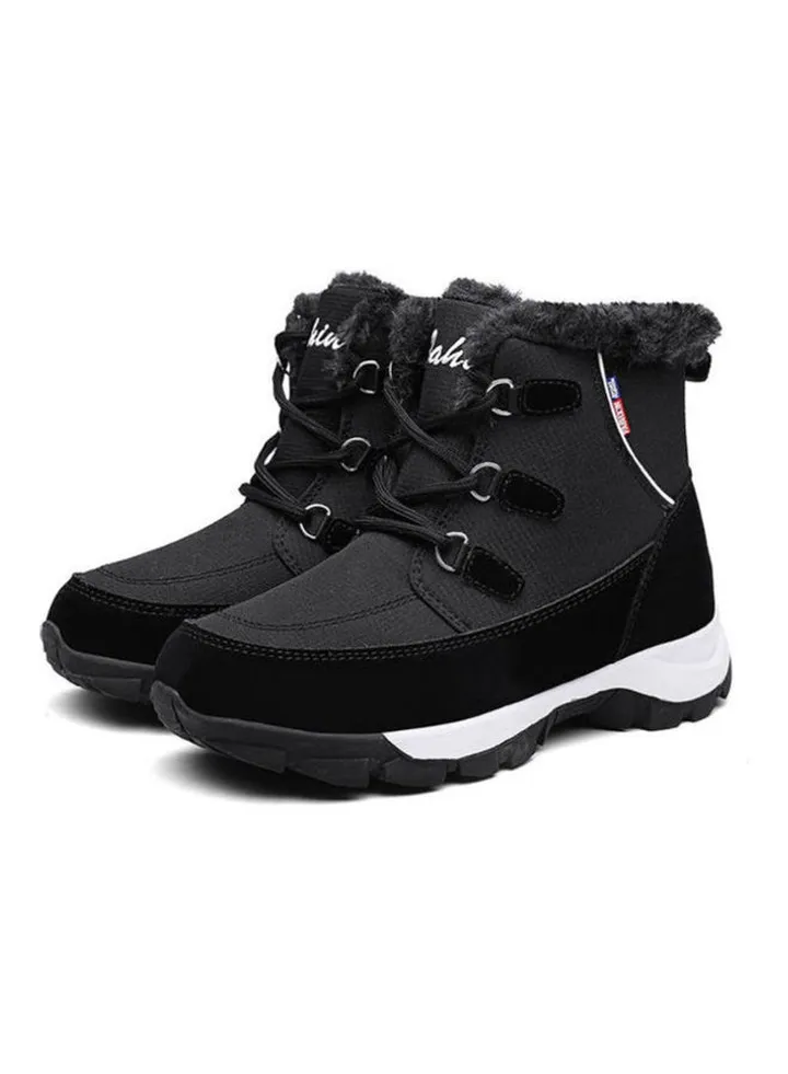 Women's Lace-Up High Top Sneakers Black