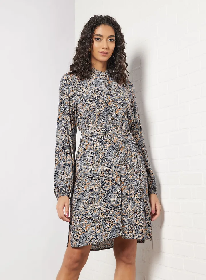 Paisley Print Mini Dress