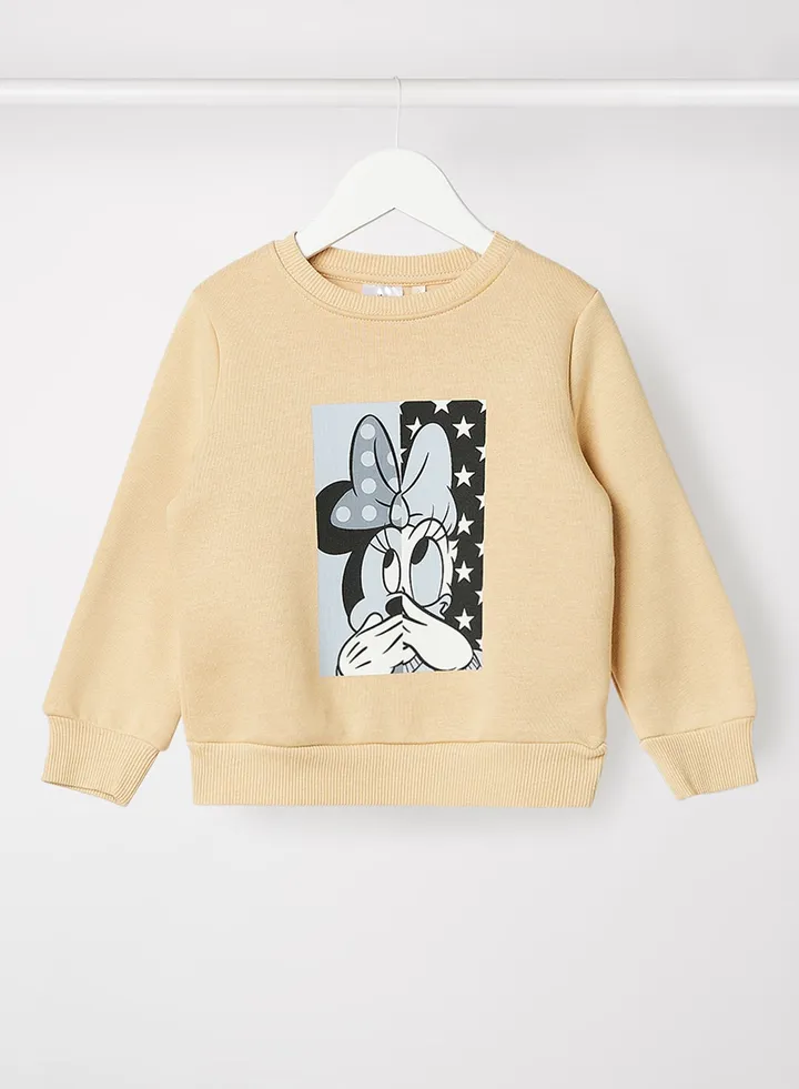 Girls Minnie Mouse Long Sleeve Sweatshirt Beige