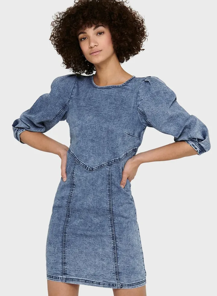 Denim Puff Sleeve Dress