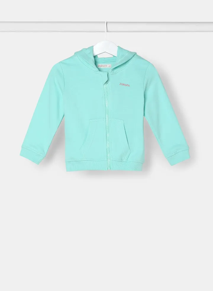 Long Sleeve Zip Up Hoodie Sky Blue