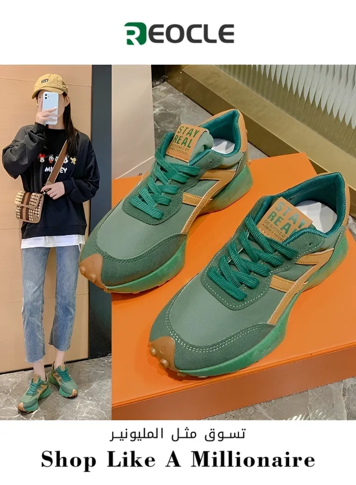 Autumn New Women's Sports Shoes Dad Shoes Thick-Soled Casual Dad Shoes Student Leather Forrest Gump Shoes Sports Shoes