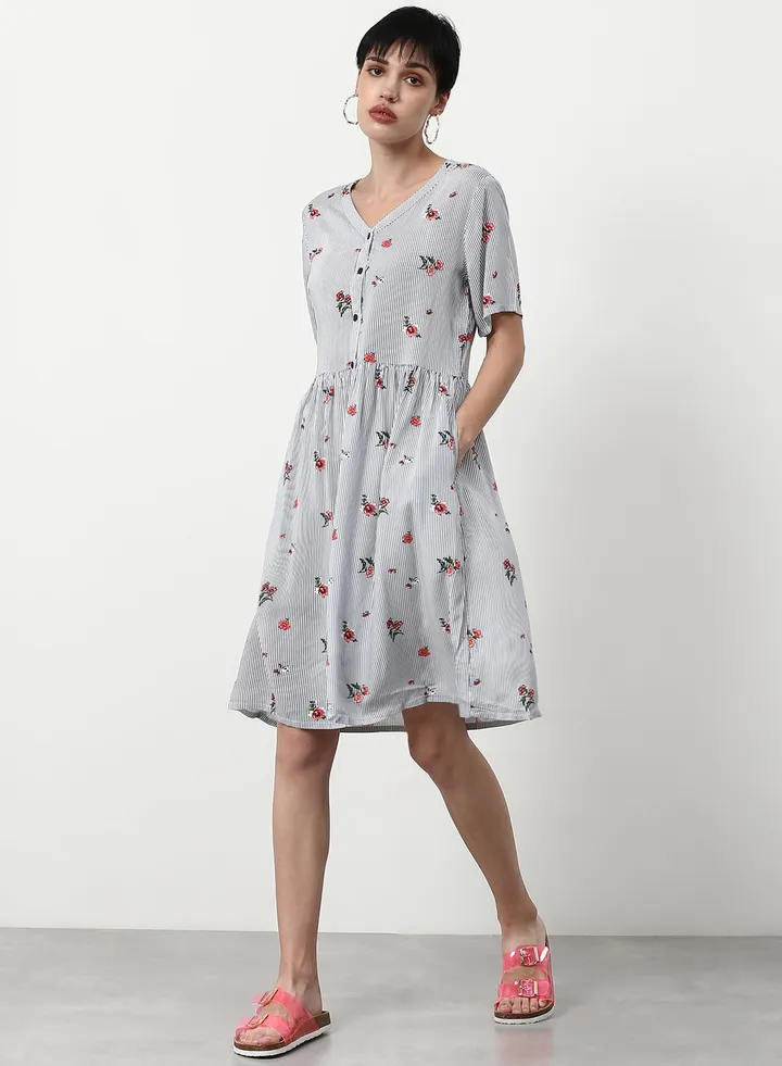Regular Fit Casual Dress Grey