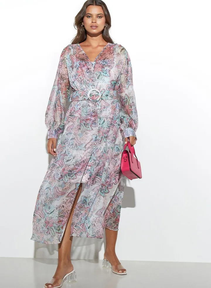 Floral Printed Belt Dress
