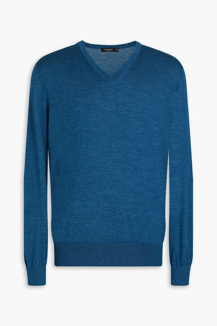 Mélange cashmere and silk-blend sweater