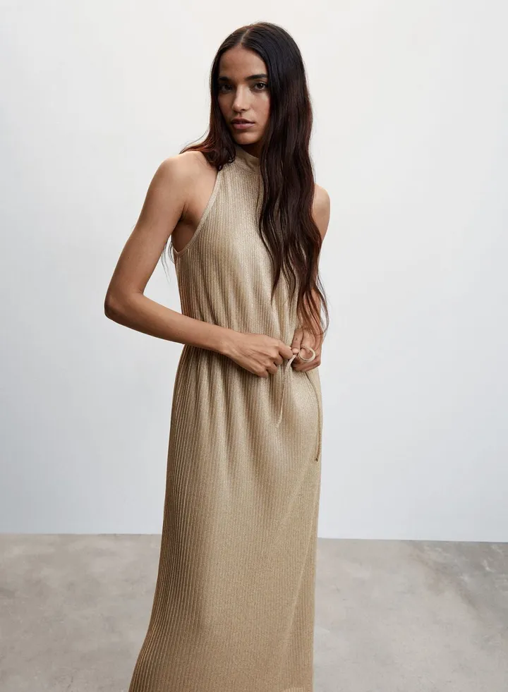 Ribbed Belted Dress
