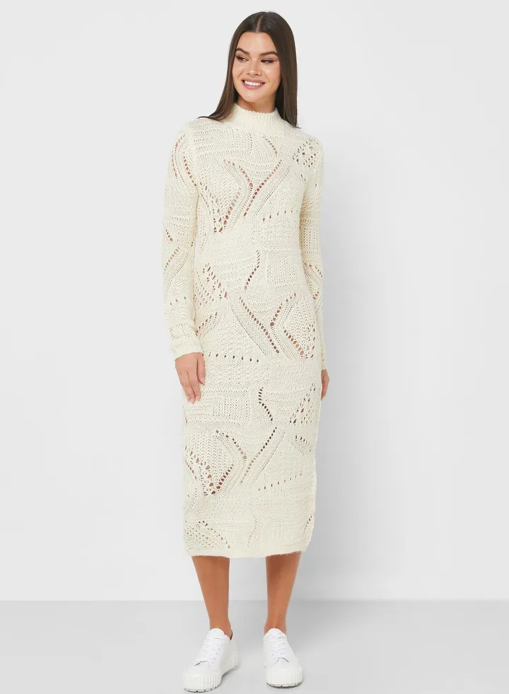 High Neck Knitted Dress