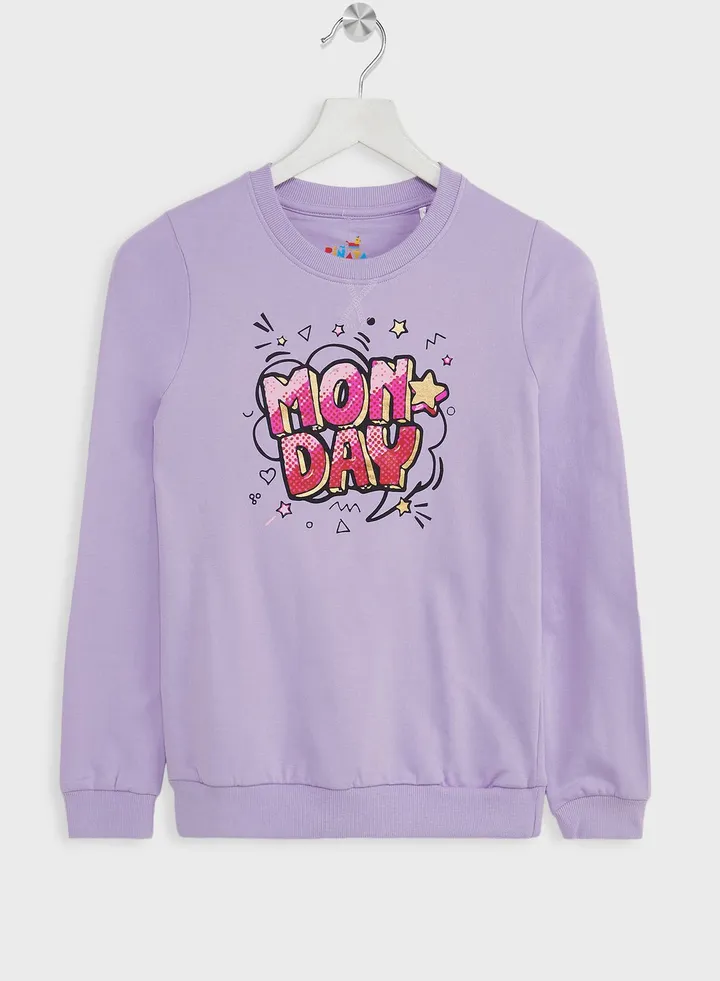 Girls Casual Printed Sweatshirt